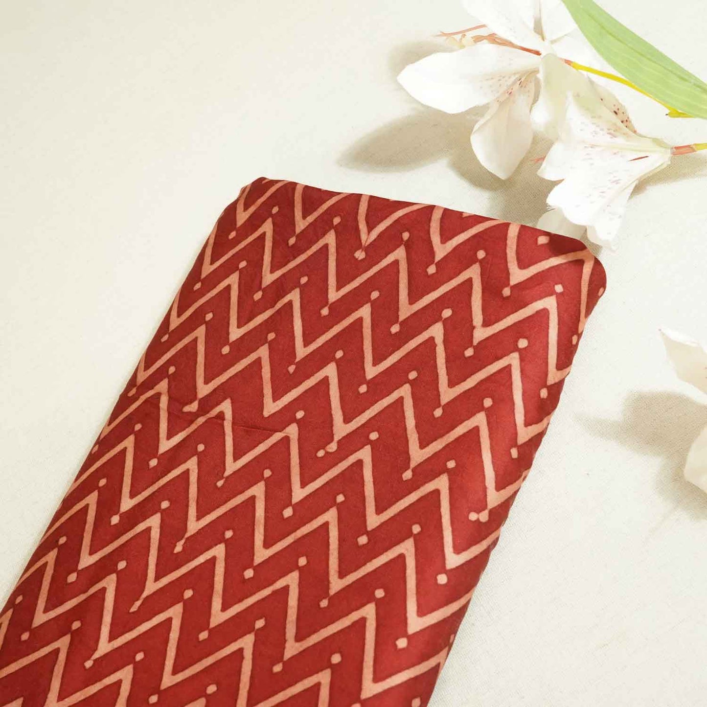 Red Chevron Print Modal Silk Fabric ASK-27264