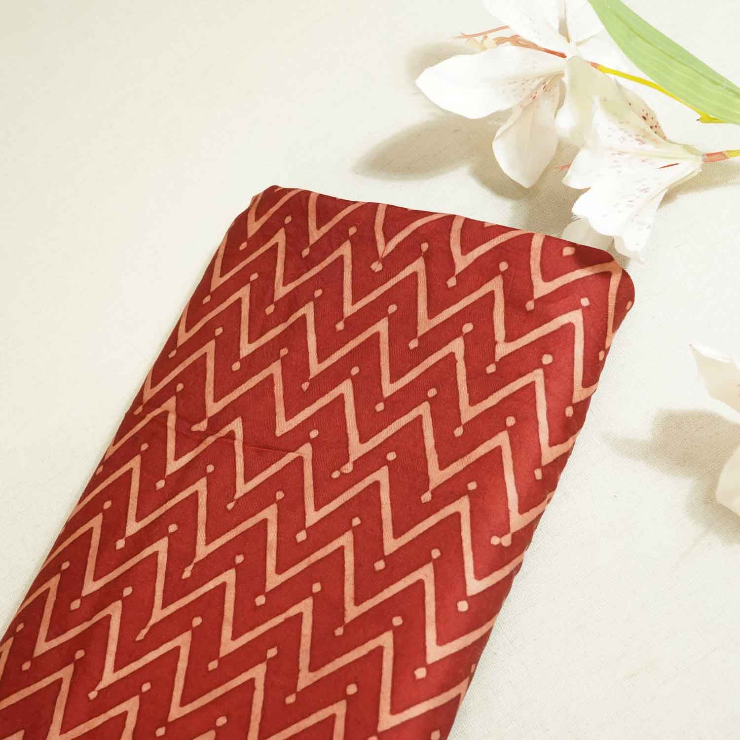 Red Chevron Print Modal Silk Fabric ASK-27264