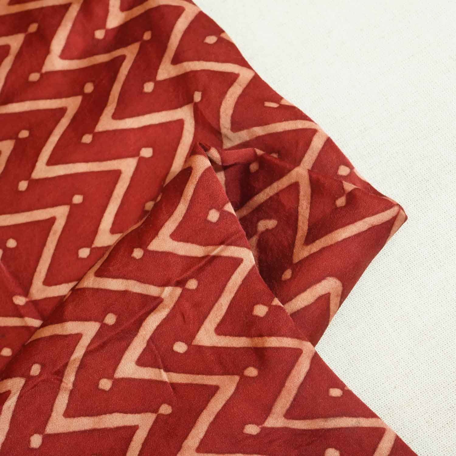 Red Chevron Print Modal Silk Fabric ASK-27264