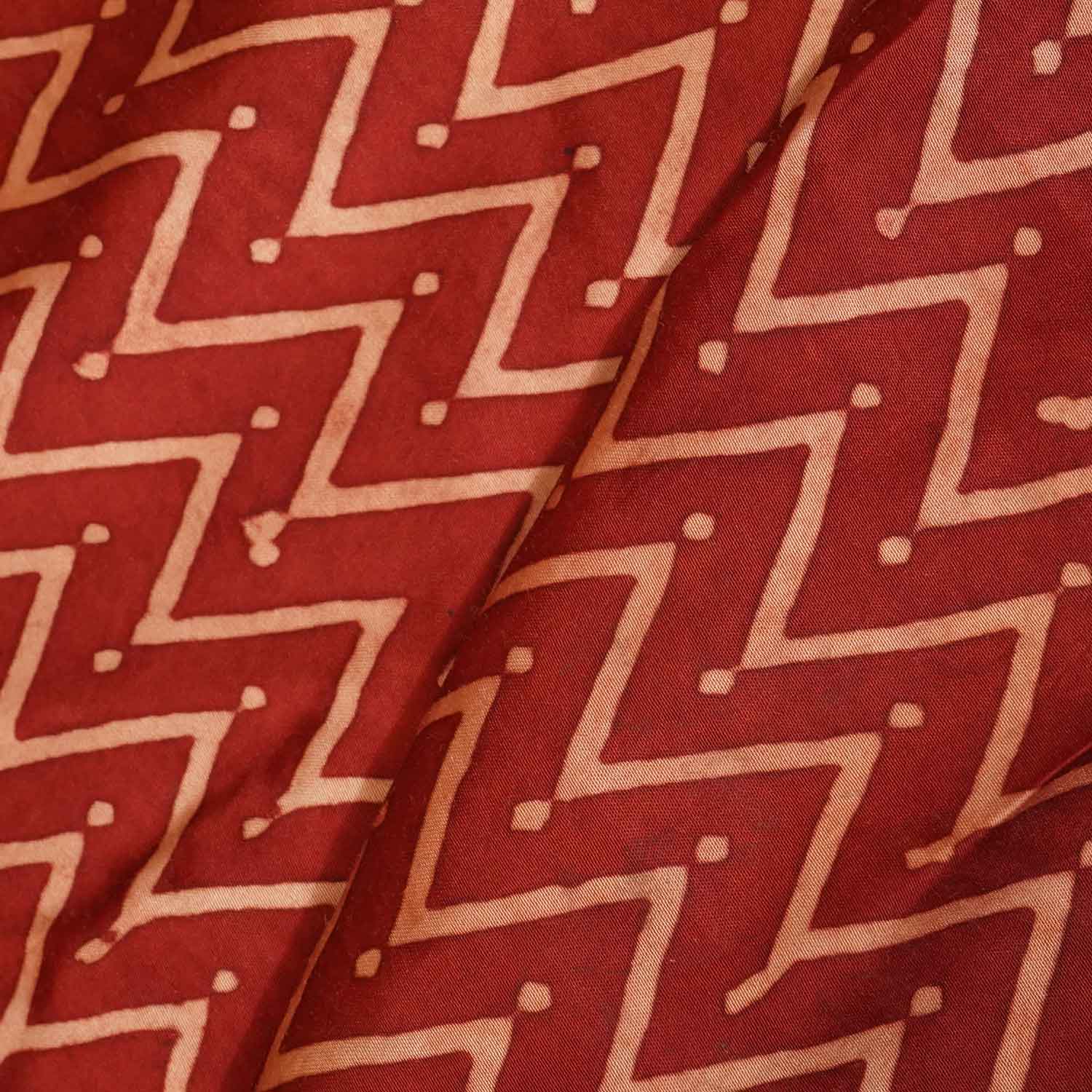 Red Chevron Print Modal Silk Fabric ASK-27264
