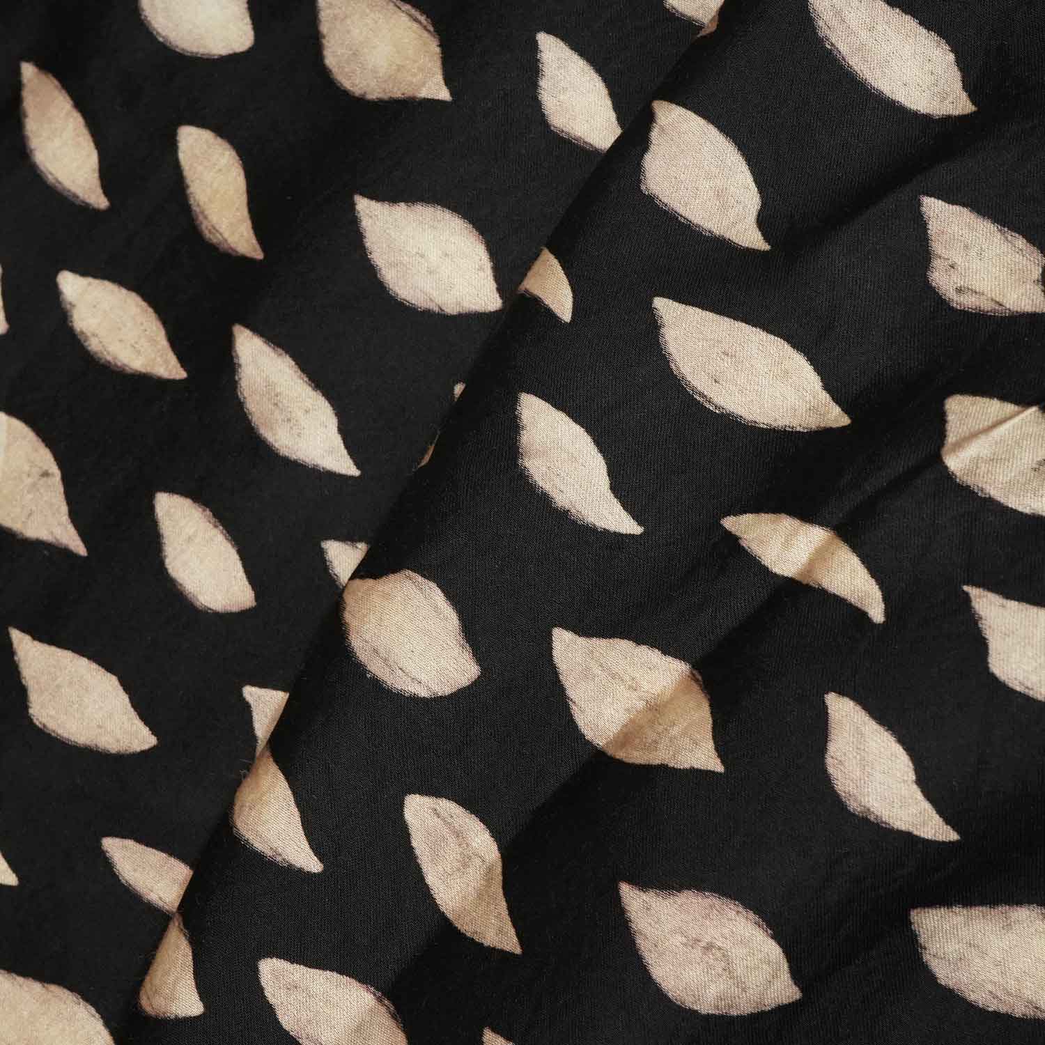 Black Abstract Print Modal Silk Fabric ASK-27266