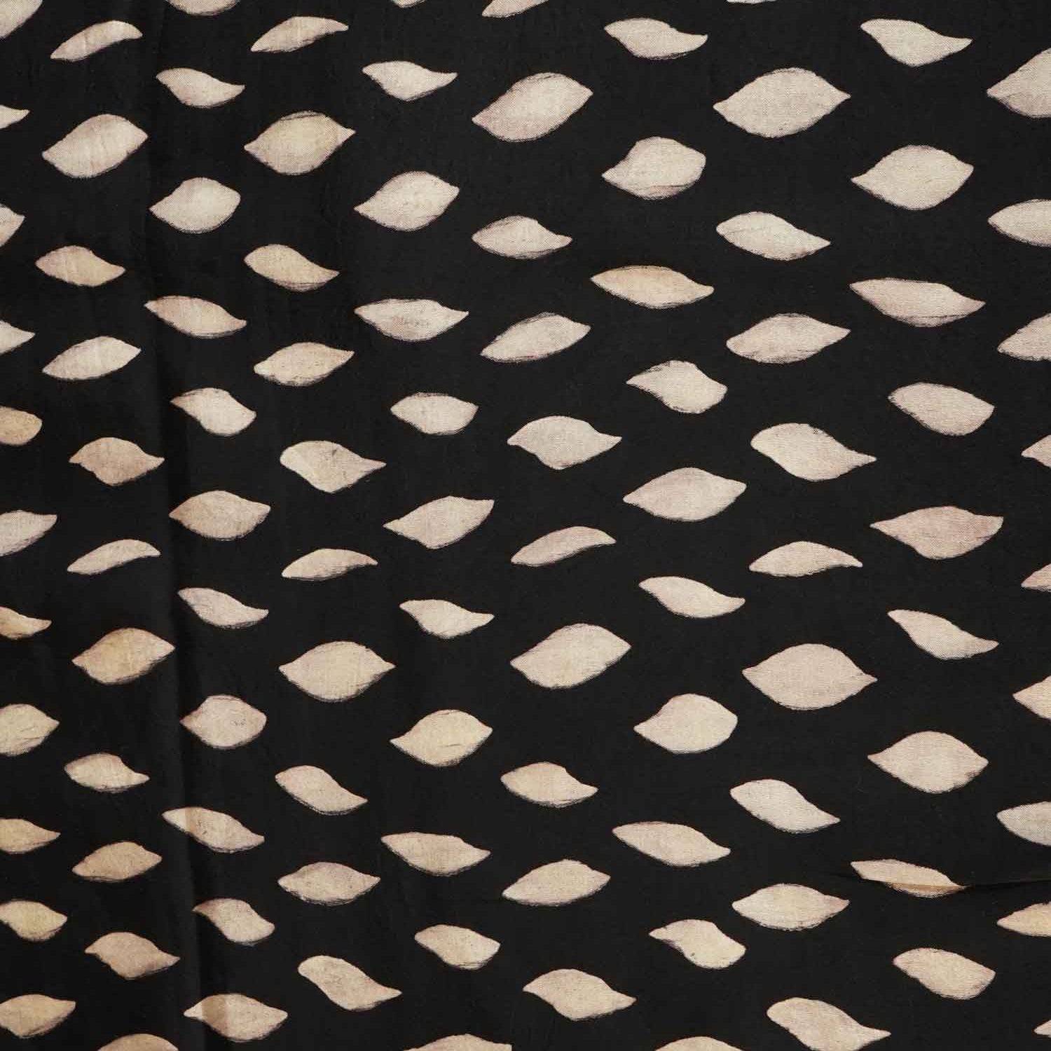 Black Abstract Print Modal Silk Fabric ASK-27266