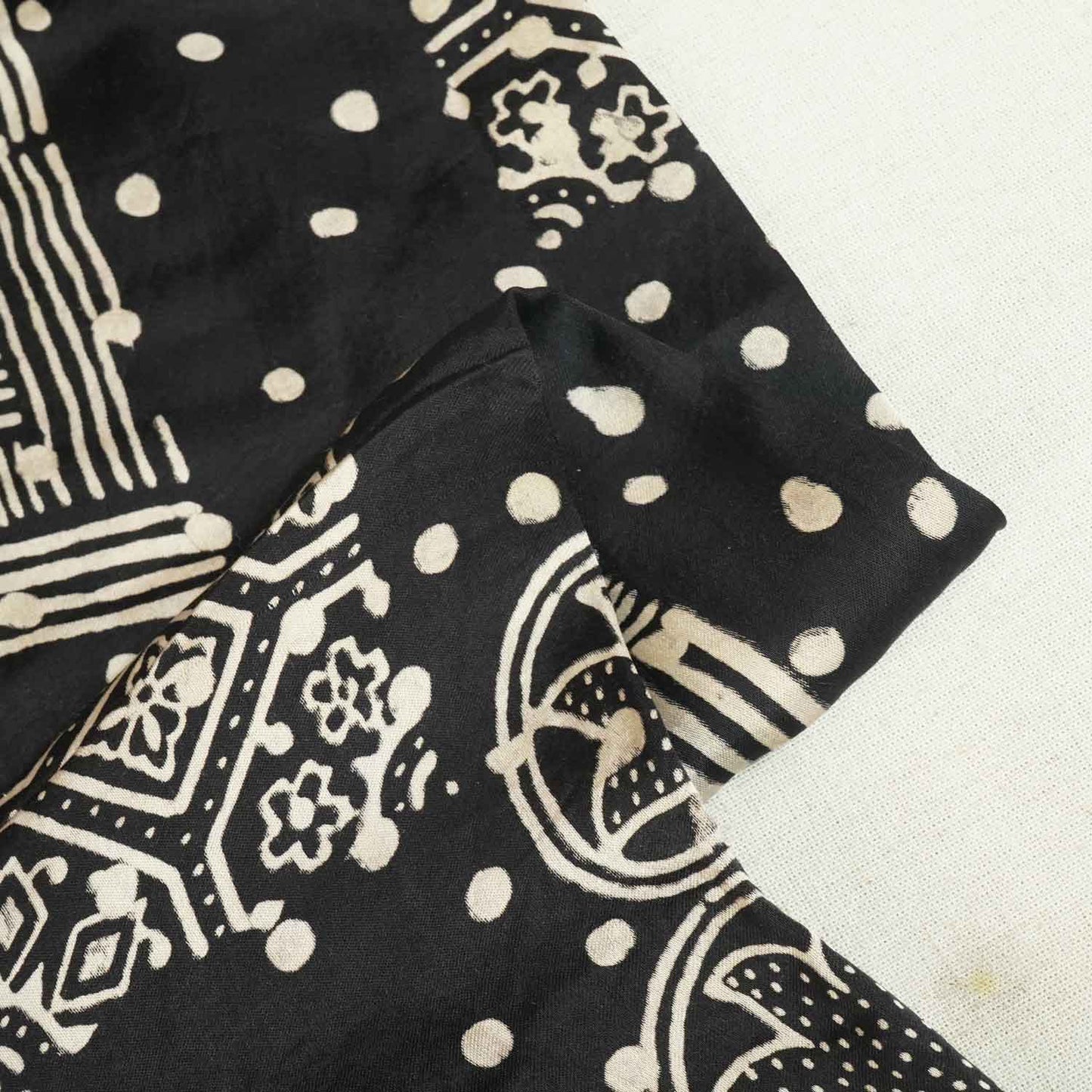 Black Floral Ajrakh Print Modal Silk Fabric ASK-27267