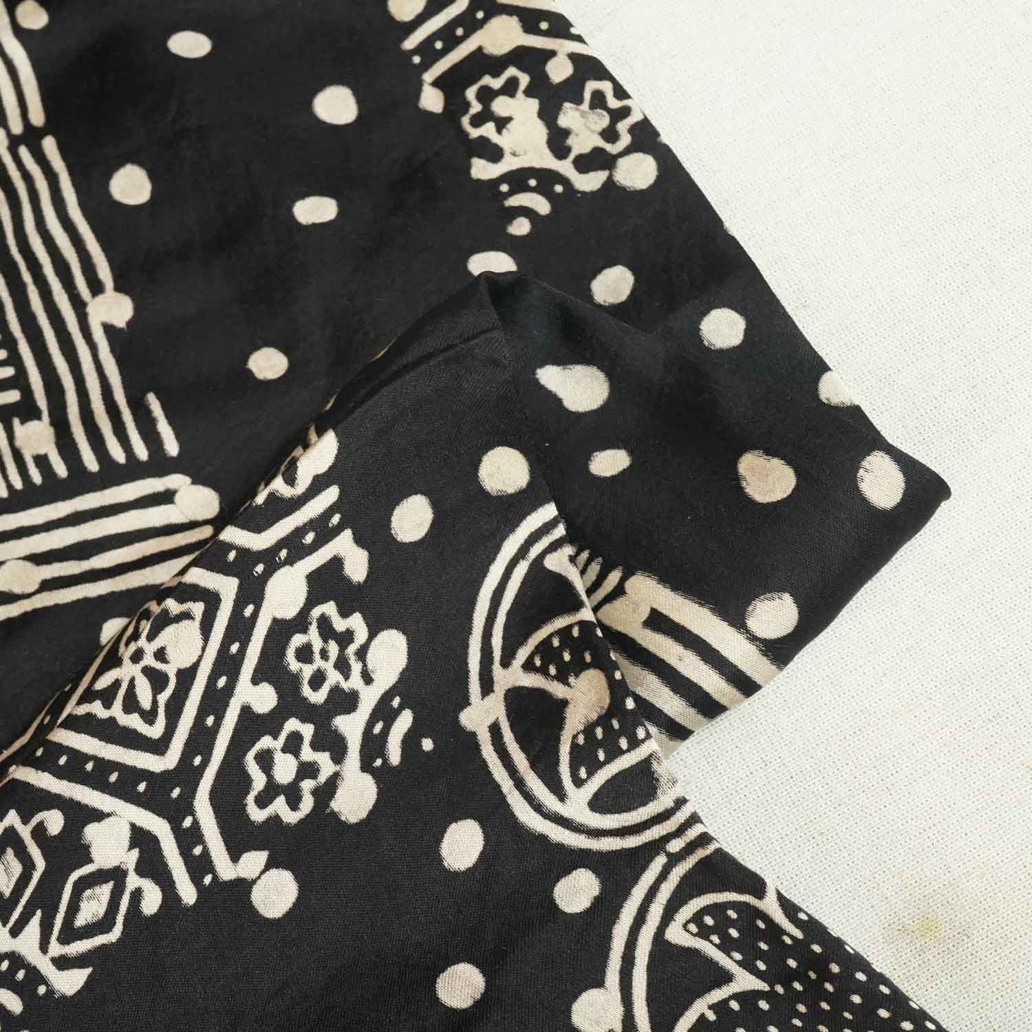 Black Floral Ajrakh Print Modal Silk Fabric ASK-27267
