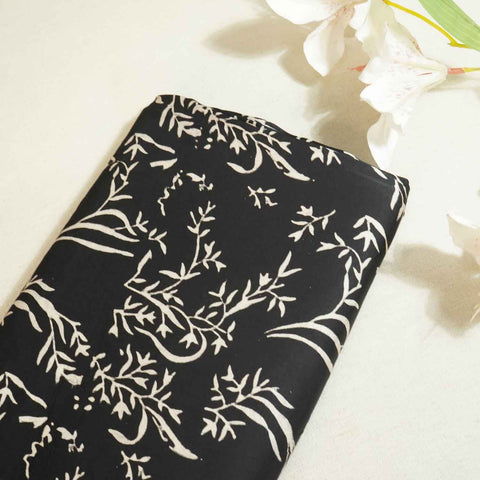 Black Floral Modal Silk Fabric ASK-27269