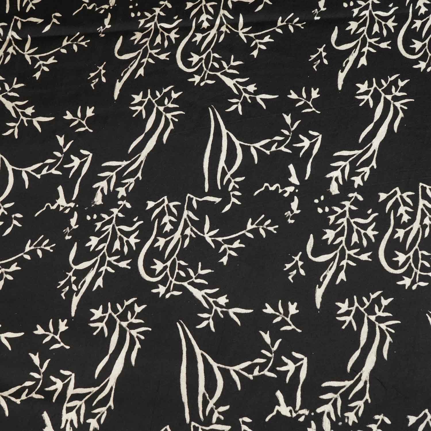 Black Floral Modal Silk Fabric ASK-27269