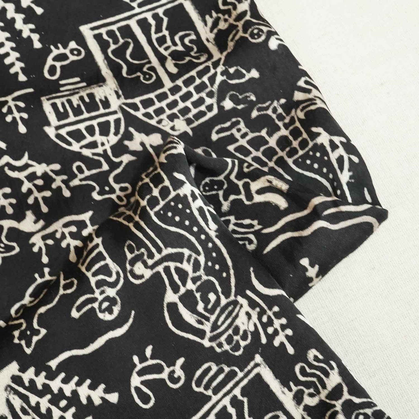 Black Wori Art Modal Silk Fabric ASK-27271