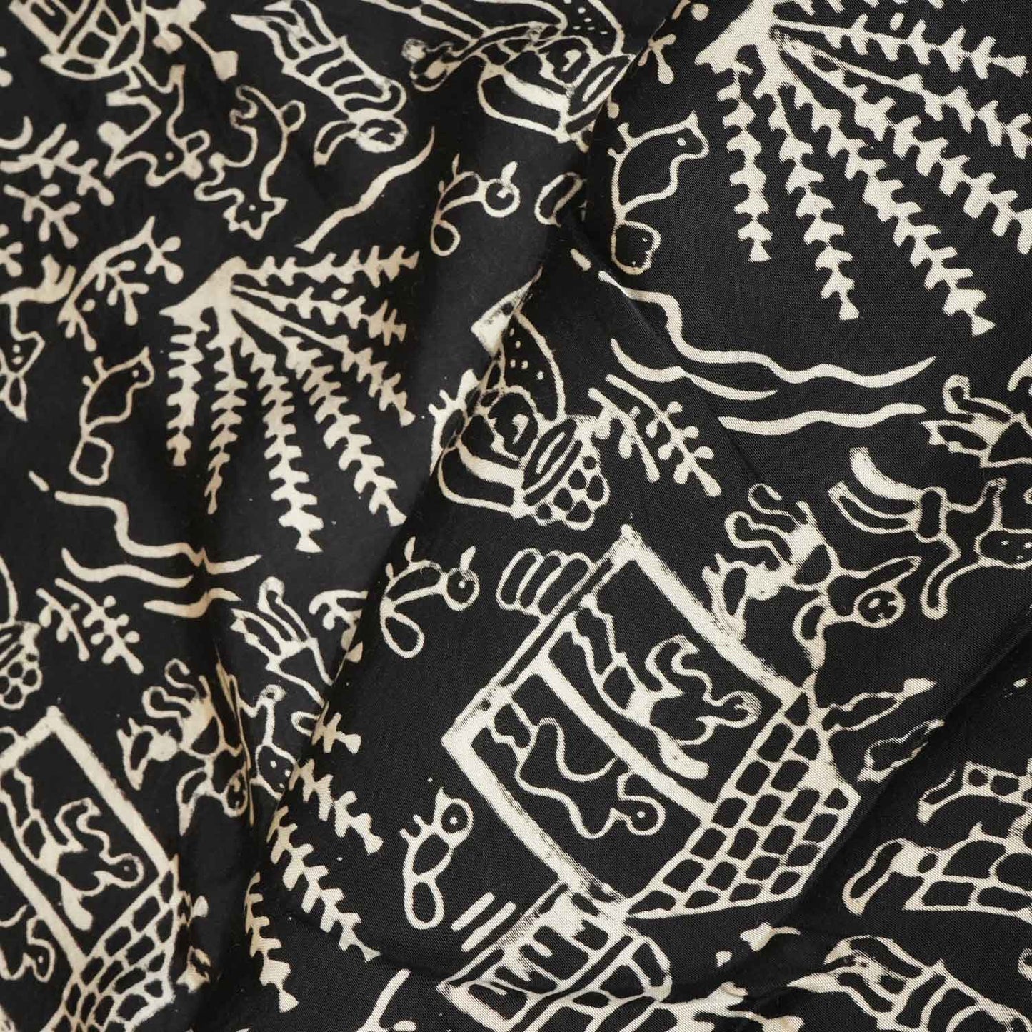 Black Wori Art Modal Silk Fabric ASK-27271