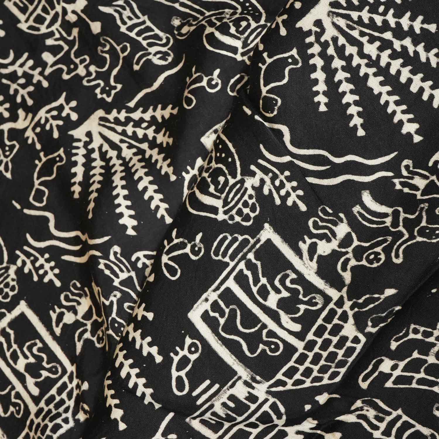 Black Wori Art Modal Silk Fabric ASK-27271