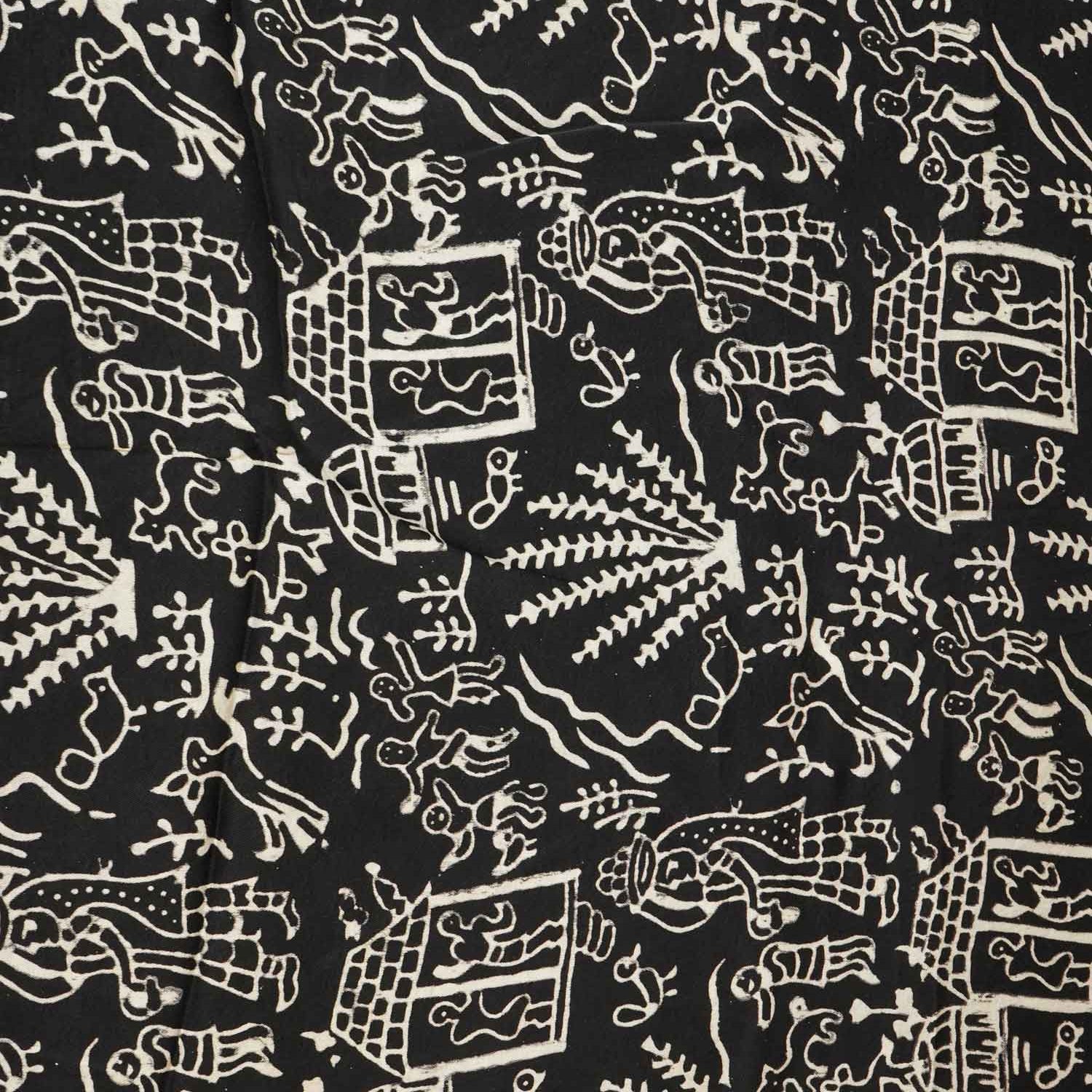 Black Wori Art Modal Silk Fabric ASK-27271