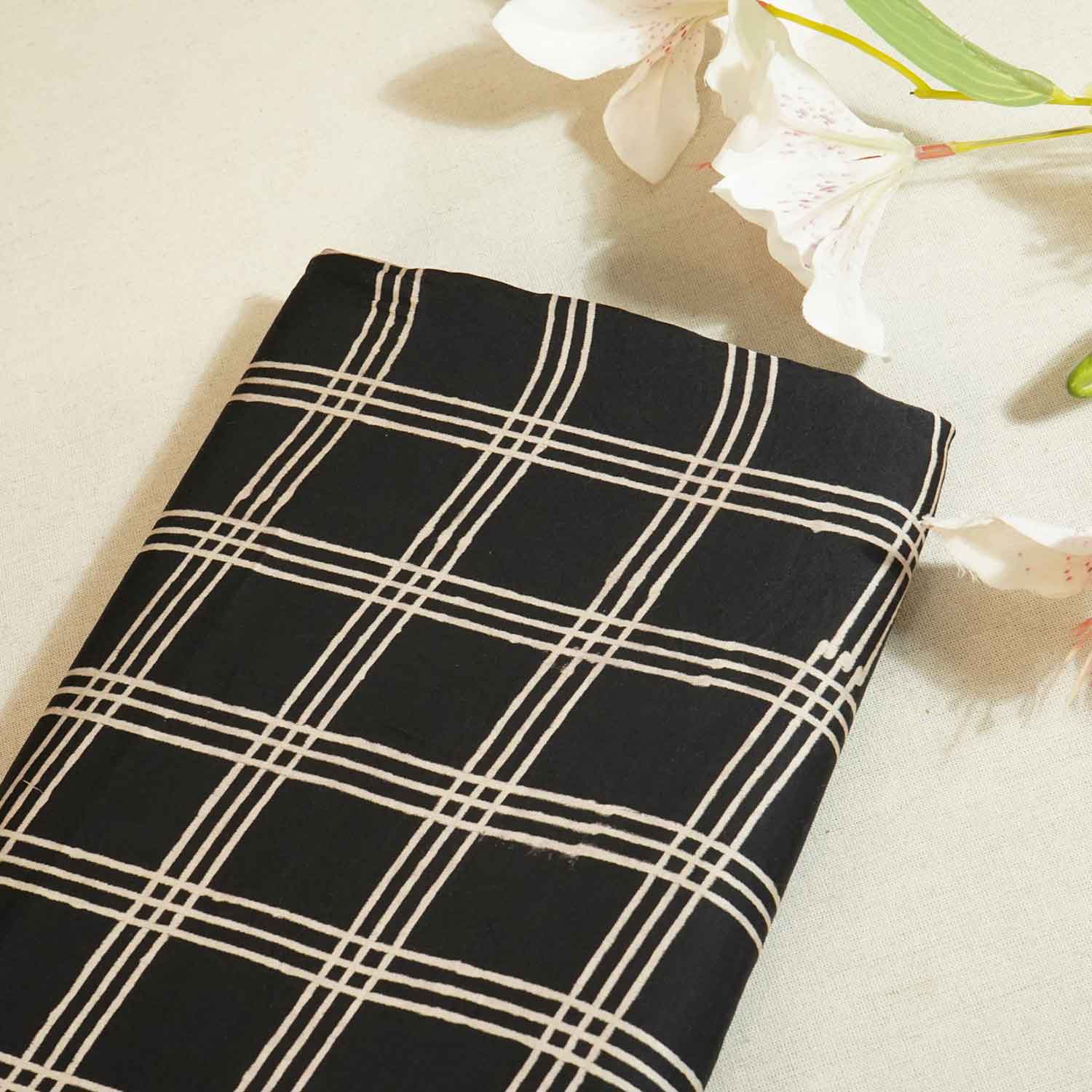 Black & White Checks Modal Silk Fabric ASK-27272