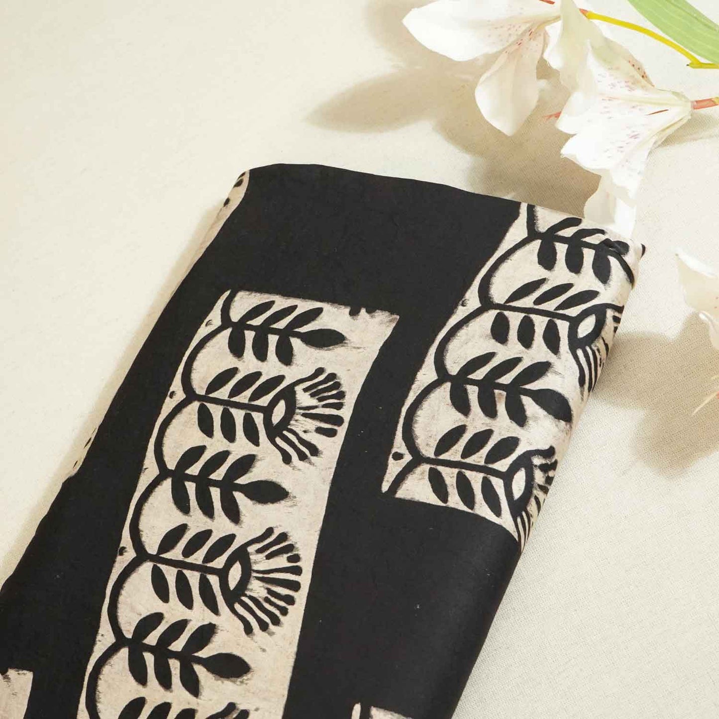 Black Ajrakh Modal Silk Fabric ASK-27275