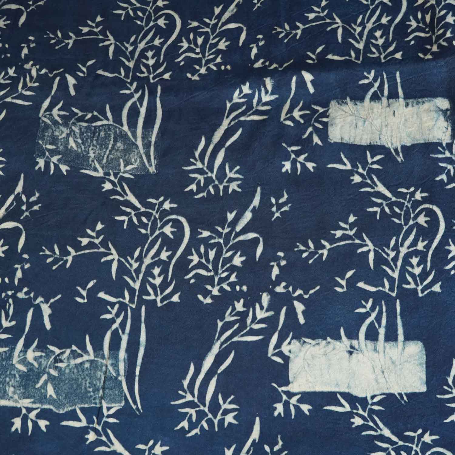 Blue Floral Modal Silk Fabric ASK-27280