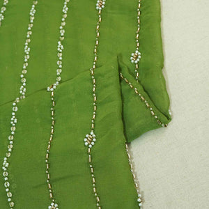 Green Embroidery Cut Dana Georgette Fabric WI-27281 - TradeUNO
