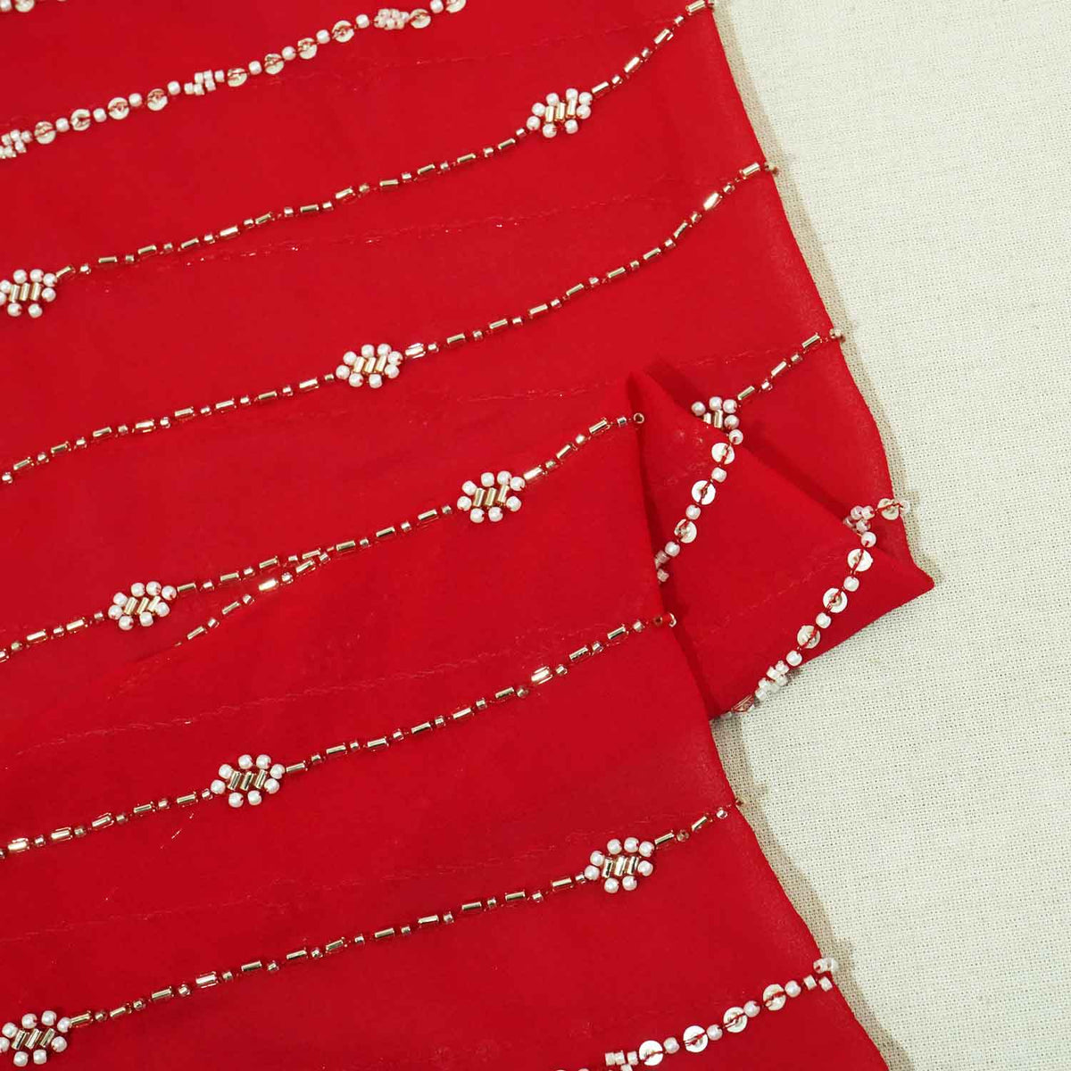 Red Embroidery Cut Dana Georgette Fabric WI-27282 - TradeUNO