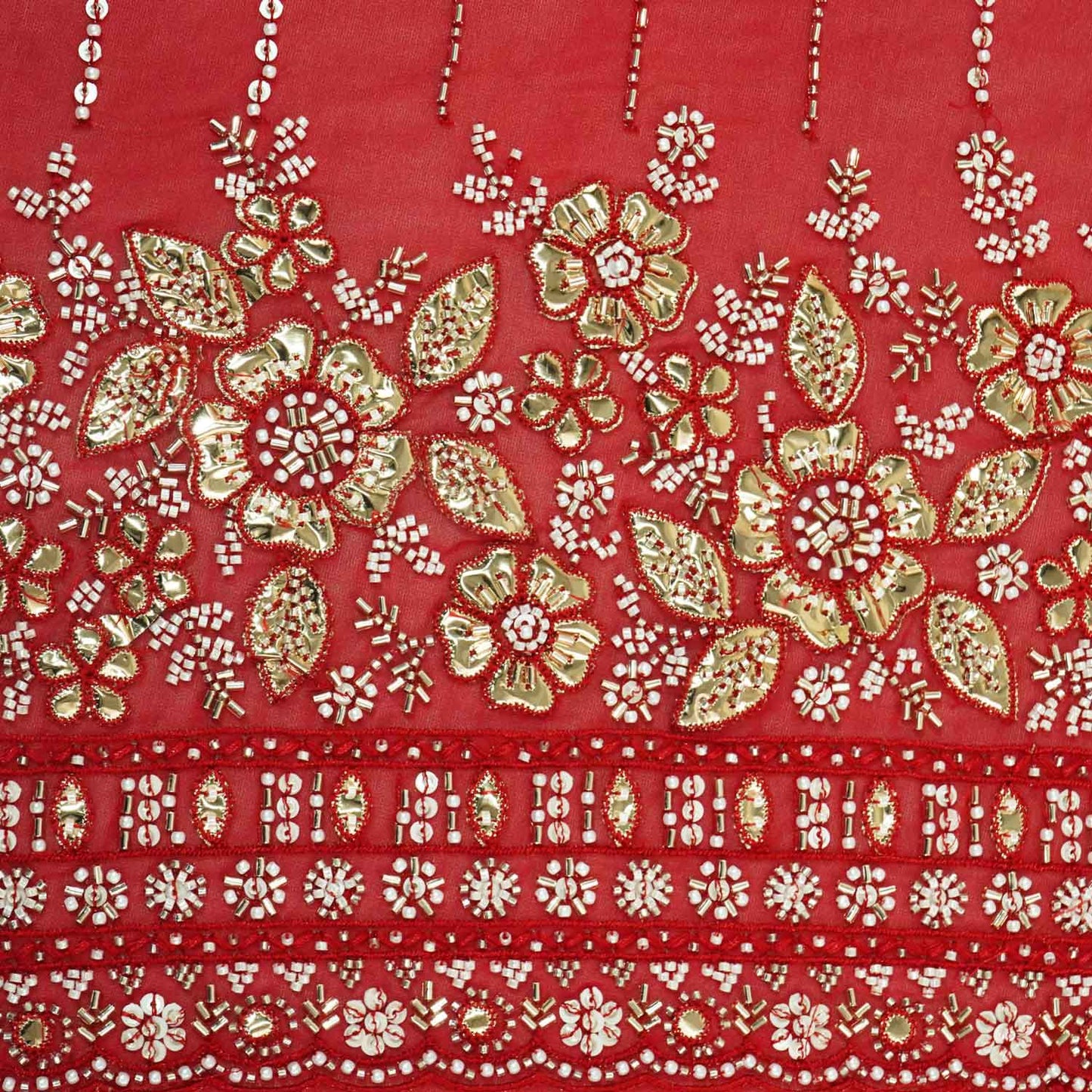 Red Embroidery Cut Dana Georgette Fabric WI-27282