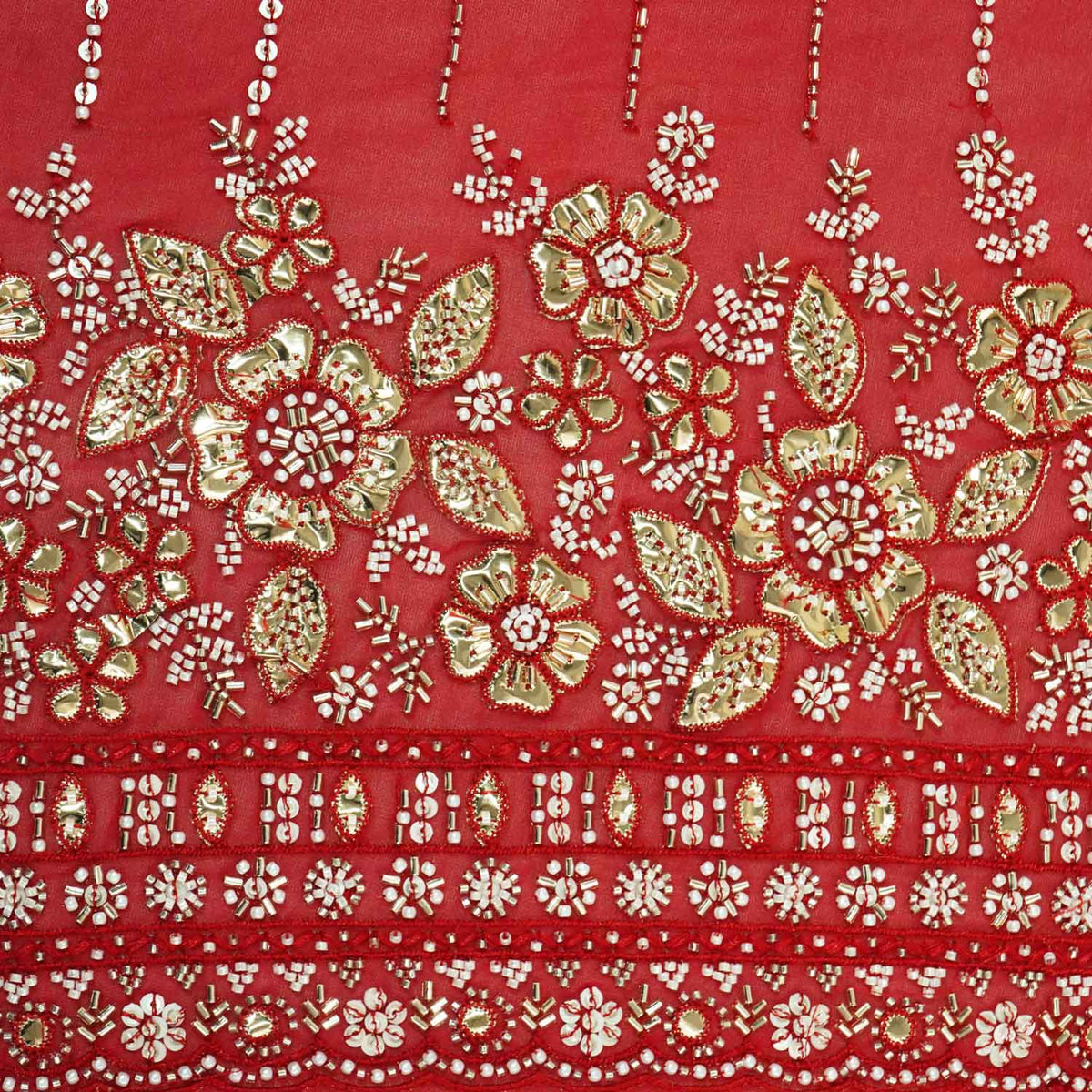 Red Embroidery Cut Dana Georgette Fabric WI-27282 - TradeUNO