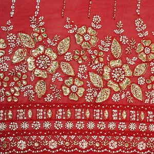 Red Embroidery Cut Dana Georgette Fabric WI-27282 - TradeUNO
