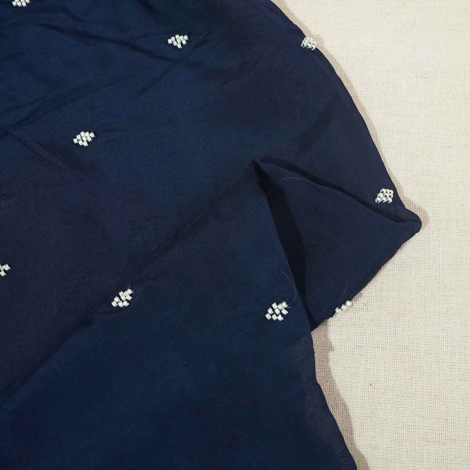 Blue Embroidery Cut Dana Organza Fabric WI-27283 - TradeUNO
