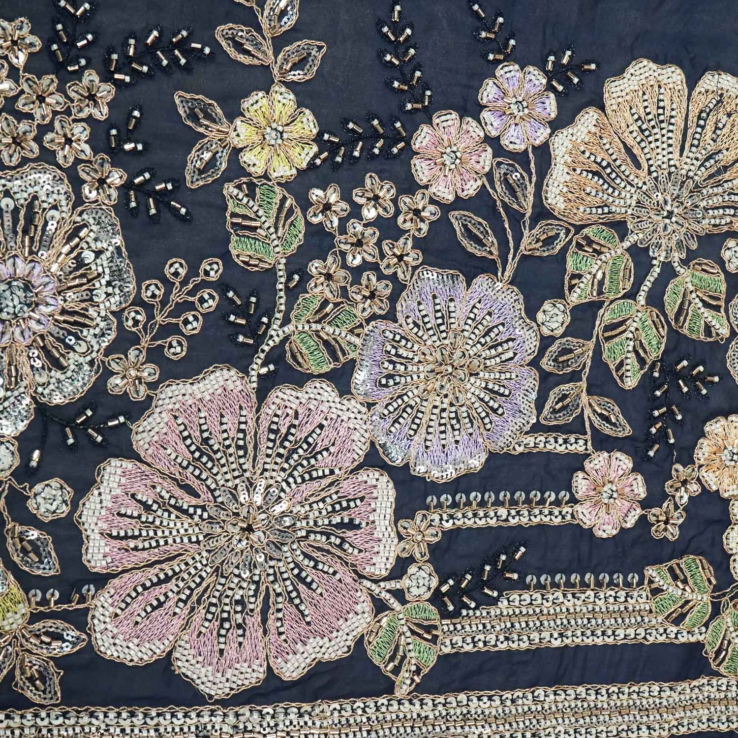 Blue Embroidery Cut Dana Organza Fabric WI-27283 - TradeUNO