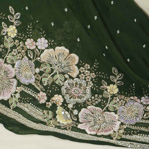 Dark Green Embroidery Cut Dana Organza Fabric WI-27284 - TradeUNO