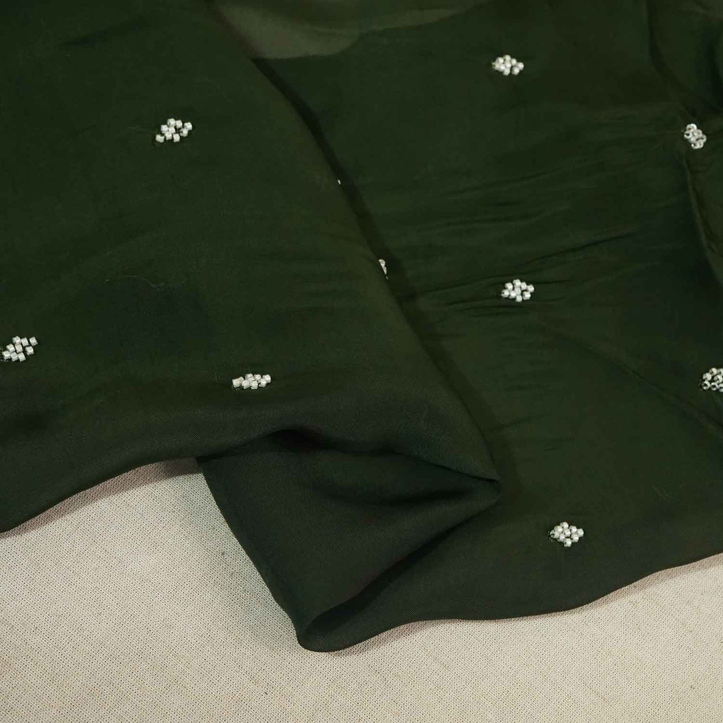 Dark Green Embroidery Cut Dana Organza Fabric WI-27284