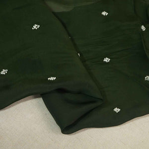 Dark Green Embroidery Cut Dana Organza Fabric WI-27284 - TradeUNO