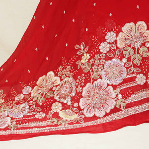 Red Embroidery Cut Dana Organza Fabric WI-27285 - TradeUNO