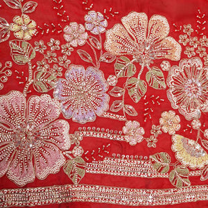 Red Embroidery Cut Dana Organza Fabric WI-27285 - TradeUNO