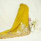 Yellow Floral Embroidery Orgnaza Fabric WI-27286
