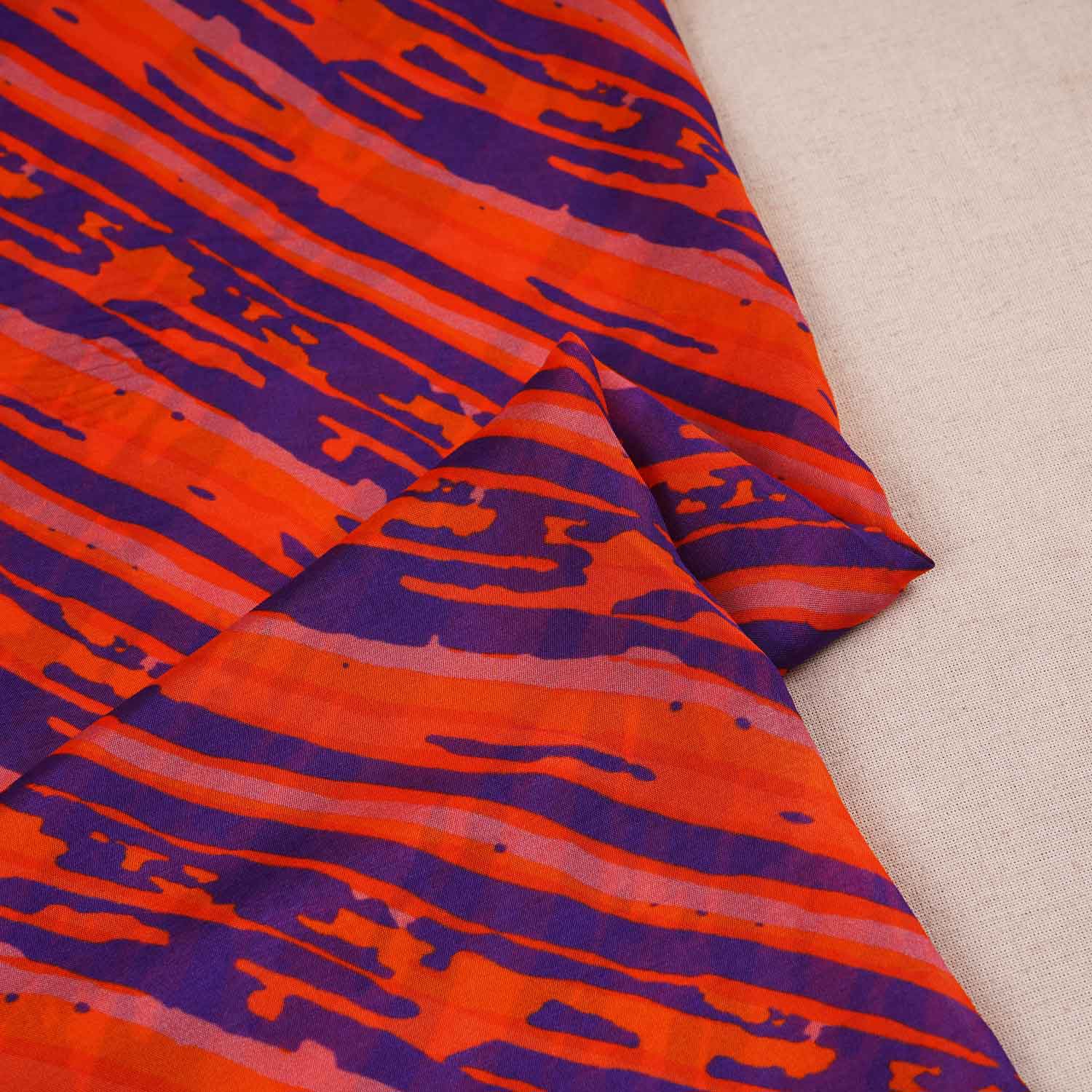 Purple & Orange abstract print Viscose Organza Fabric MF-27523