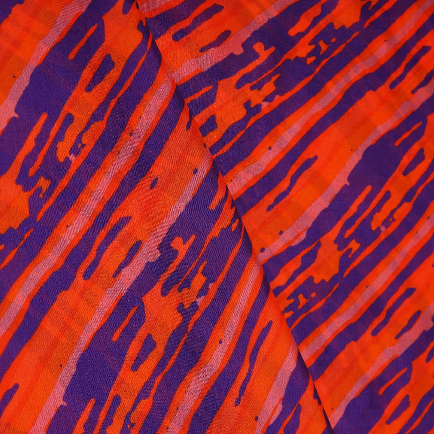 Purple & Orange abstract print Viscose Organza Fabric MF-27523