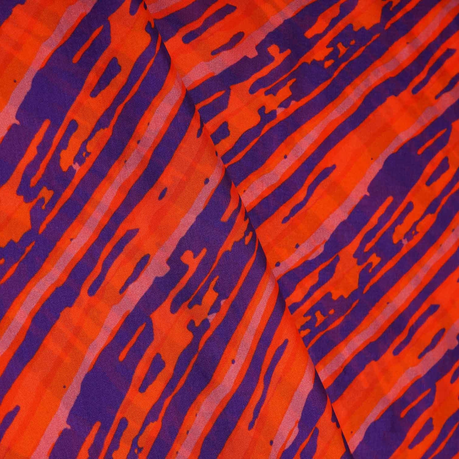 Purple & Orange abstract print Viscose Organza Fabric MF-27523