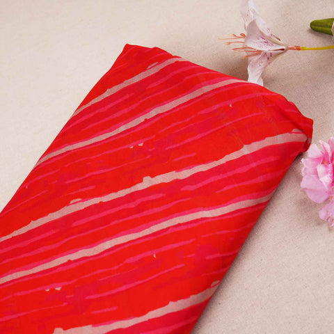 Orange & Pink abstract print Viscose Organza Fabric MF-27525