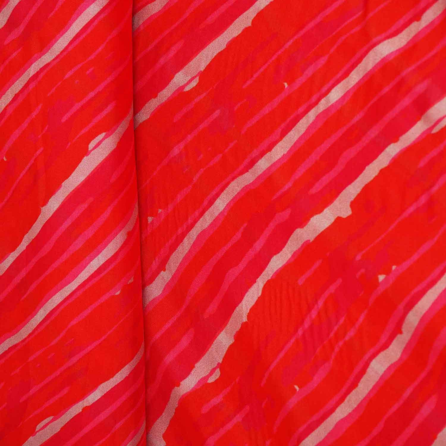 Orange & Pink abstract print Viscose Organza Fabric MF-27525