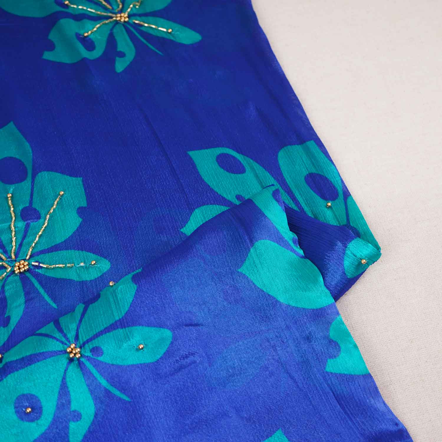 Purple Floral hand embroidery Chinon Fabric MF-27530