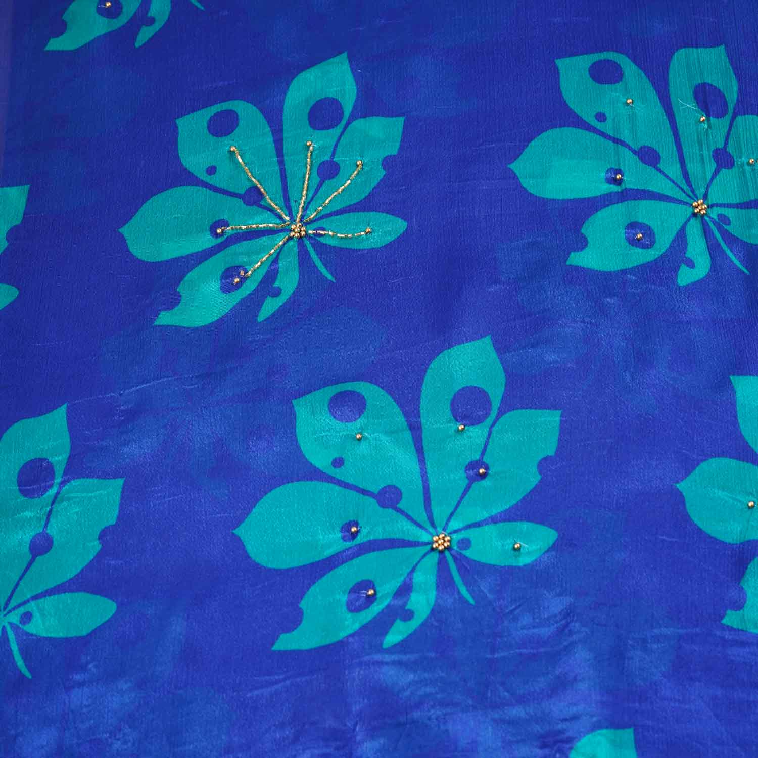 Purple Floral hand embroidery Chinon Fabric MF-27530