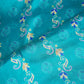 Teal Green Abstract Print Chinon Fabric NF-27564