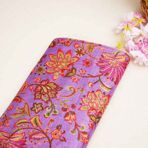 Purple Floral Print Chinon Fabric NF-27569