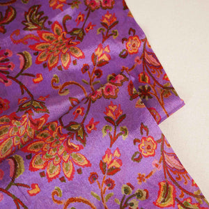 Purple Floral Print Chinon Fabric NF-27569