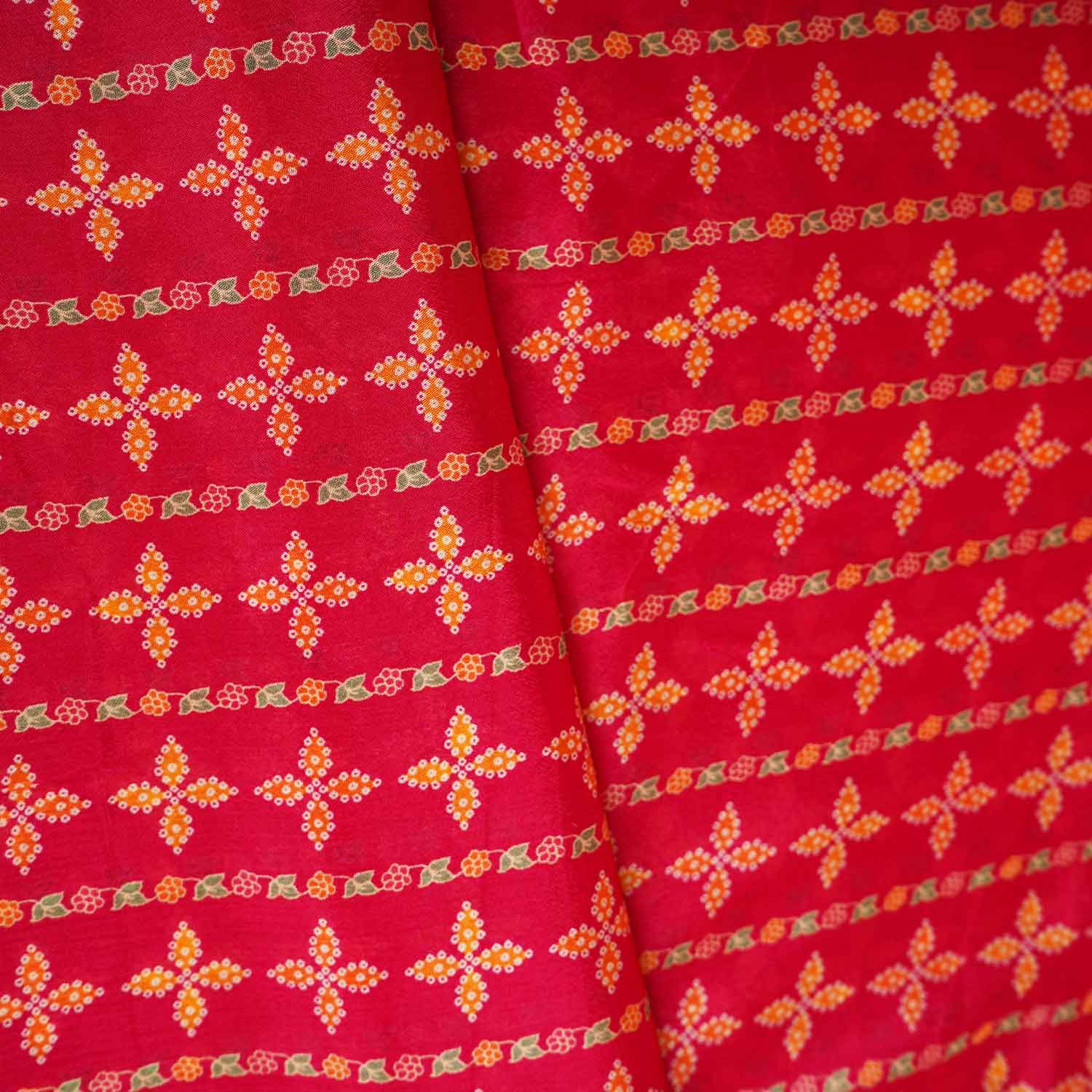 Magenta Abstract Print Chinon Fabric NF-27571