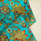 Teal Blue Floral Print Chinon Fabric NF-27572