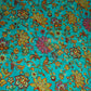 Teal Blue Floral Print Chinon Fabric NF-27572