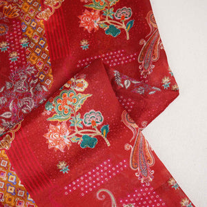 Maroon Paisley Floral Print Chinon Fabric NF-27573
