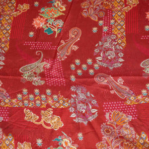 Maroon Paisley Floral Print Chinon Fabric NF-27573