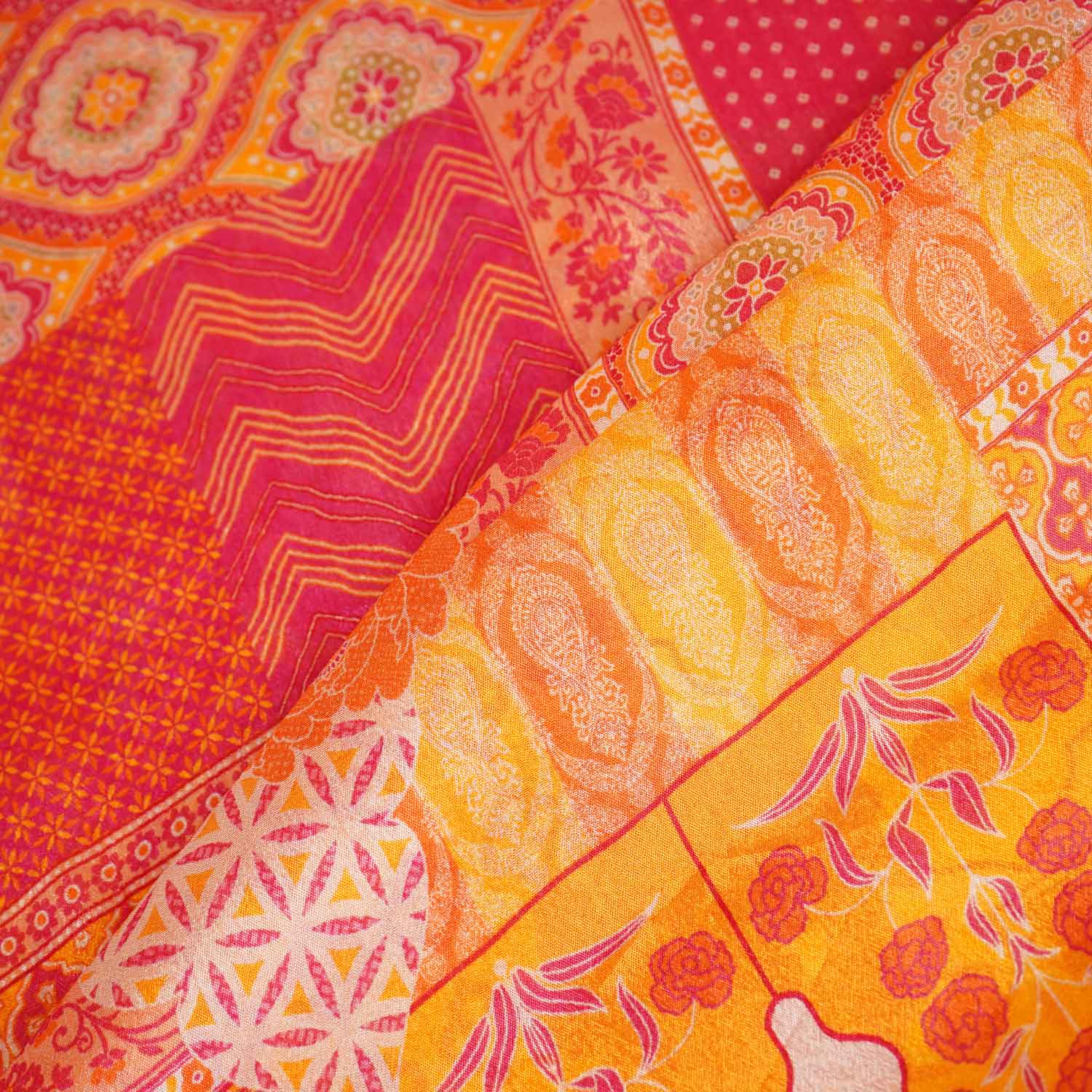 Multicolour Traditional Print Chinon Fabric NF-27574