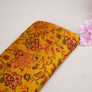 Lime Green Floral Print Chinon Fabric NF-27576