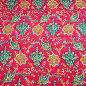 Pink With Multicolour Floral Zari Embroidery Crepe Fabric VPC-27792