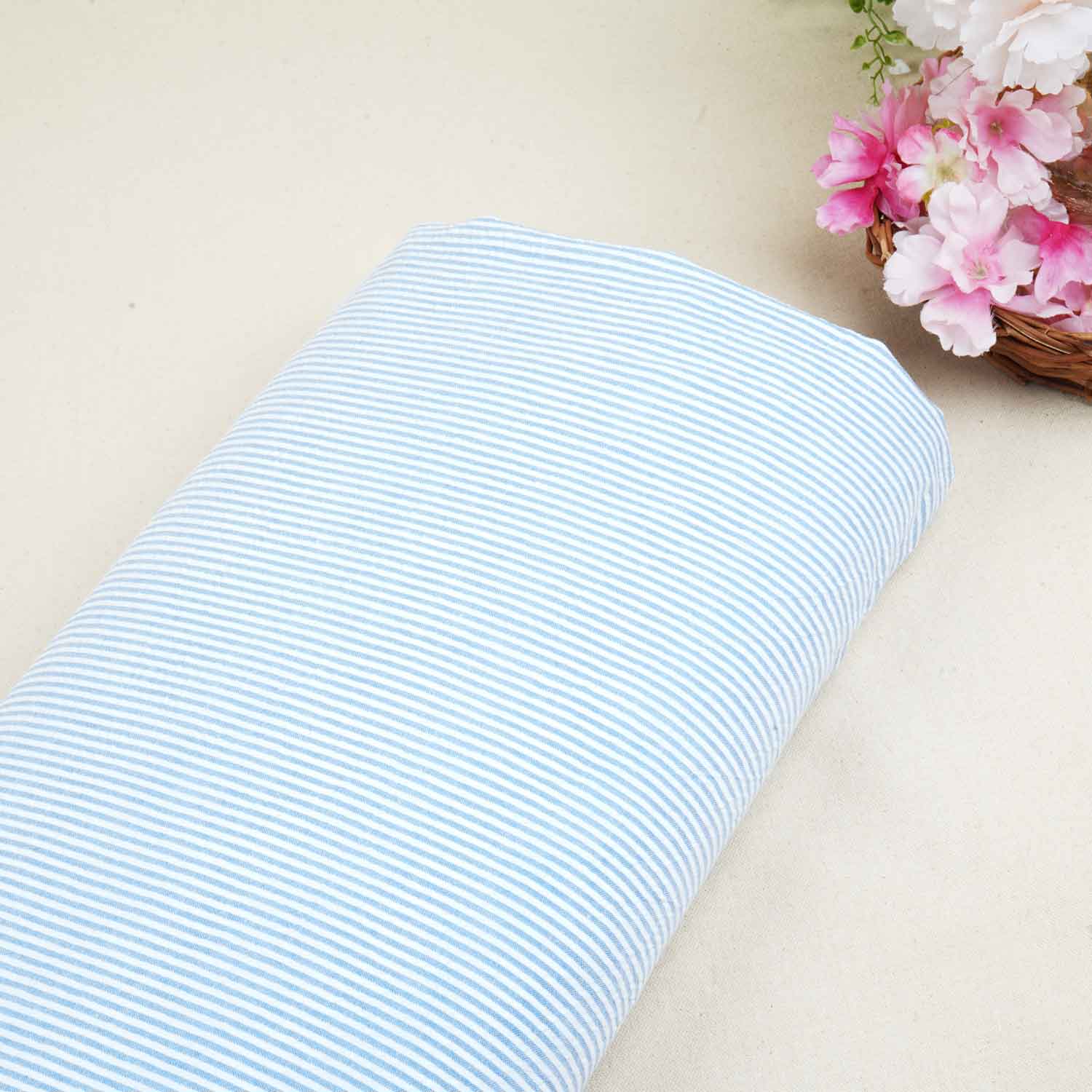 Blue Stripe Seer Sucker Cotton Fabric LSF-27794
