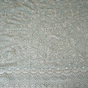 Sea Green Paisley Sequins Embroidery Chikankari Georgette Fabric DR-28278 - TradeUNO